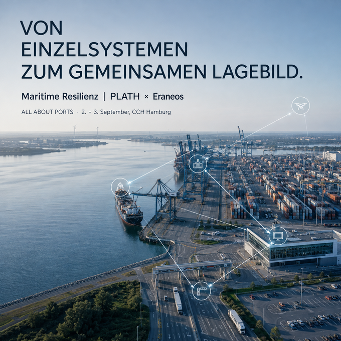 Konzeptvisualisierung: Integrierte Hafensicherheit – von einzelnen Systemen hin zu einem gemeinsamen Lagebild.